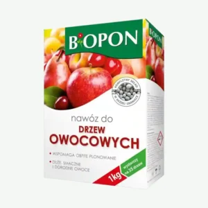Biopon nawóz do drzew owocowych 1 kg – granulowany, wspomaga obfite plonowanie i rozwój dużych, smacznych owoców, wystarcza na 15 drzew.