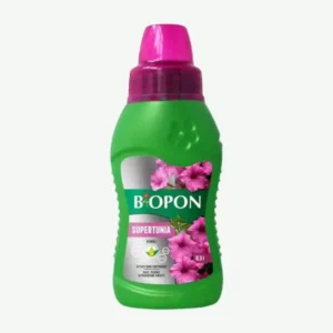 Biopon nawóz do supertunii 0,3 l – płynny, wspomaga intensywne kwitnienie, tworzenie dużych, pięknych i obfitych kaskad kwiatów.