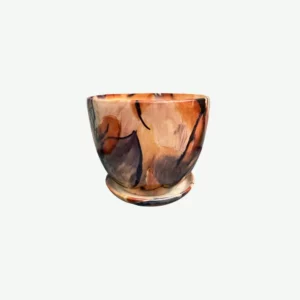 Doniczka ceramiczna we wzór 16 cm brązy