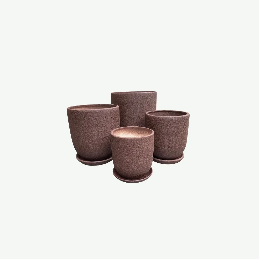 Doniczka ceramiczna 13 cm brąz - obrazek 2